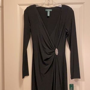 Lauren Evening Black Jersey Long Sleeve Dress